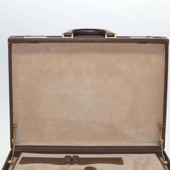 GUCCI Attache Case Trunk Leather Brown Gold - Picture 13 of 15